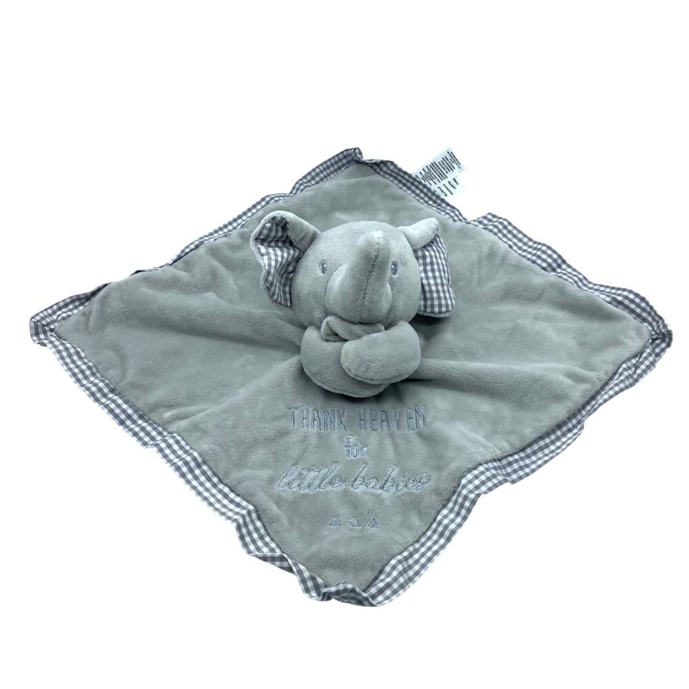 Elephant Baby Security Blanket Lovey 13” Baby Essentials‎ Thank Heaven Gingham